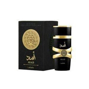 Lattafa Asad Dark Bottle with Gold-Colour Bands