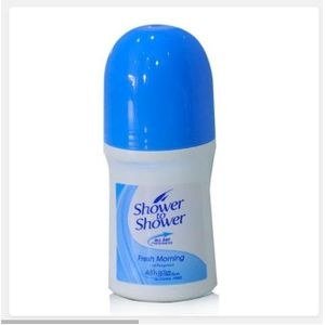 Shower to Shower White and Blue Roll-On Container