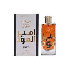 Lattafa Ameer Al Oudh Amber-Colour Bottle and Box