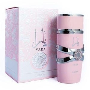 Lattafa Yara Pink Cylindrical Fragrance Bottle