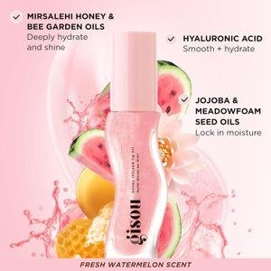 gisou Honey Infused Lip Oil Watermelon Sugar Glossy Lip Care All Day Shine Ladies Gift