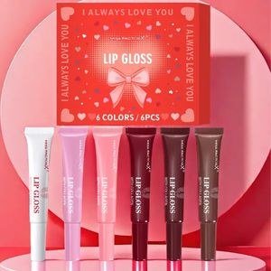 Miss FACTOR X Lip Gloss Gift Set – 6pcs Collagen-Infused Gloss Tubes , Non-Sticky, Shine Perfect For Gifting