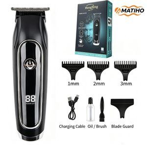 MATIHO Cordless Hair Clipper LCD Digital Display Rechargeable Electric Hair Trimmer for Men Oil Head Carving Grooming Kit