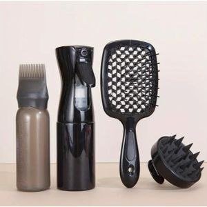 4-Piece Styling Hair Comb Salon Spray Bottle Set ,Hair Scalp Massager Shampoo Brush