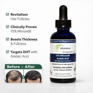 Kirkland Minoxidil 15% Minoxidil + Azelaic Acid Hair Treatment – Fast Hair & Beard Growth Solution, for Men