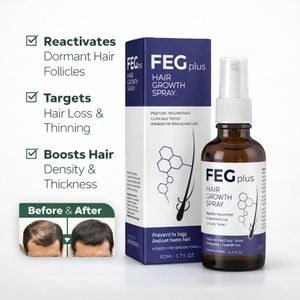 Feg FEGPlus Spray – Fast Hair Treatment for Hair Loss, Bald Spots & Thinning Hair Stronger, Thicker Hair Solution