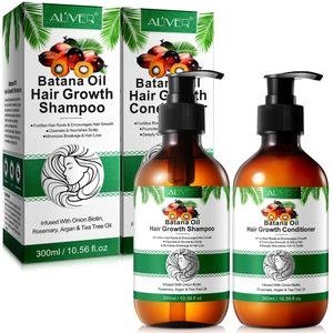 Aliver Batana Oil Shampoo and Conditioner Set, Herbal Thicker Fuller Hair with Rosemary, Argan Oil & Onion Biotin - 2*300mls