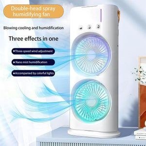 Three-hole large spray double-head humidification fan-with remote control air conditioning table fan-3 In 1 Portable Rechargeable Air Cooler