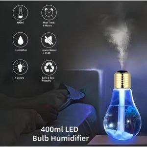 Portable Colorful LED Bulb Humidifier with 7 Color Lights,Quiet Rechargeable Purifying Diffuser for Home, Desk, Living Room