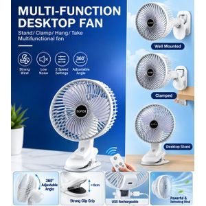 Rechargeable Multifunctional Mini Fan – Desktop, Clip & Wall Mount, 3-in-1 Rechargeable Mini Fan – Desktop Stand, Clip & Wall Mount