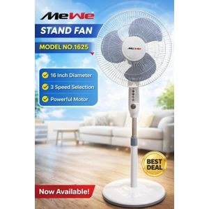 Electric Stand Fan 16' Oscillating 3 Speed - White