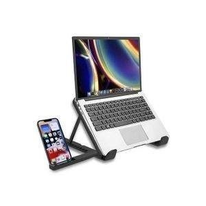 Laptop Stand with Detachable Mobile Holder - Black