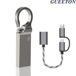 GUEETON usb Flash Drive metal hook with 3 in 1 OTG adapter usb cable