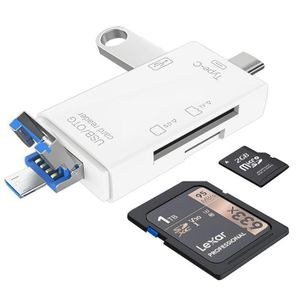 Memory Cards Camera Memory Card Reader Clothes Memory Card Reader 6-In-1 USB 2.0 Type C Card Reader -Computer Accessories -White