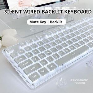 General GX710 wired backlit keyboard Cool backlight design and dustproof Used for office and games-White