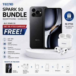 Tecno Spark 50, 12(8+4)GB , + Free Headsets
