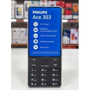 Philips Ace 303 Feature Phone – Screen, Type-C , Dual SIM