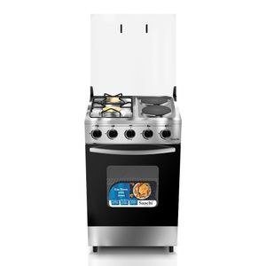 Saachi 2 Gas + 2 Electric Stainless Steel Stove/Cooker With Gas Oven (50X50cm) - Silver Black (2YRS WRNTY)