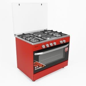Saachi 90x60cm 4 Gas Cooker and 2 Electric Plates NL-GAS-6364RD – Red & Silver