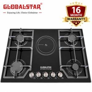 Globalstar GS5G22 Build-in Gas Hob - 4 Gas And 1 Electric Plate - Black