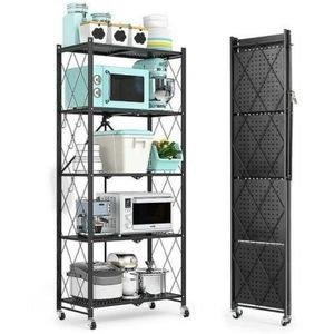 Foldable kitchen trolley with 5 tiers