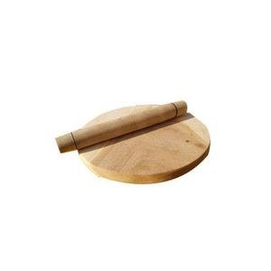 Wooden Chapati Rolling Board With Pestle-Good For RottisBrown