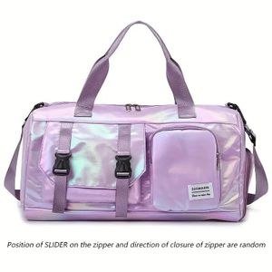 General Large Capacity Women's Travel Duffel Bag - Pink Gloss Weekender Gym Bag with Shoe Compartment – Pink / Purple