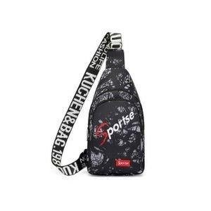 Men's Chest Bag Wide Strap Crossbody Bag Outdoor Sports Small Body Bag - Black