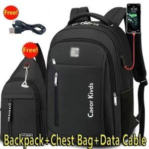 Bekia 3in1Backpack+Chest Bag+USB Cable Laptop Bag Business Trend Student Backpack Leisure Travel Bag
