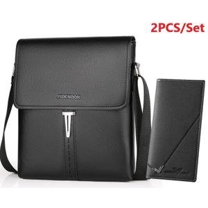 2PCS Men's Business Briefcase, Crossbody Handbag, Shoulder Bag, Hanging Bag,Casual Bag, Wallet Business Casual Long Wallet