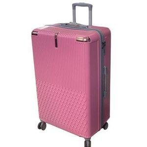 A Big Size Travelling Suitcase It Carries 25-40Kgs It's Purely It's strong It Has 8-Wheels Extremely It's Silver Colour