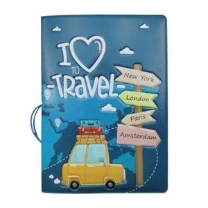 Cartoon Map Passport Cover Couple Travel Passport Holder - Blue