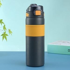 Insulated Cup Large Capacity Wide Mouth with Straw Portable Handle Water Cup - Multicolour