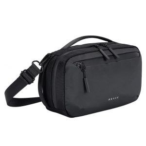 Brave Tech Pouch with Shoulder Strap & Dual Handles Slim Electronics Organizer Bag Shockproof Case for Chargers – Black