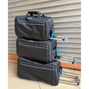 A set of 3pcs foldable cloth material suitcases suitcases