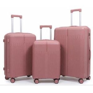 3 Pieces Of New Design Unisex Anti-Theft TSA Lock PP Travel Luggage Sets Hard Shell Business Trolley with Classic Simple Lined Style Bags Carry