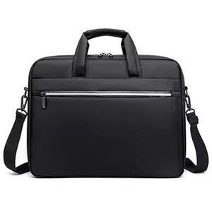Black Laptop Shoulder Bag with Front Zip