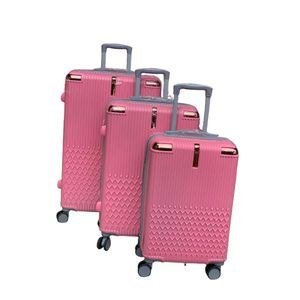 3 In 1 Small And Medium And Large Pink Hard Shell Suitcase Travel Bag With Aluminium Handles And Duoble Zipper Lock System