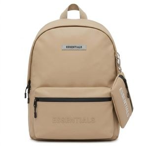 Fear of God Essentials Rubberized Laptop Backpack Set with Coin Pouch – Beige.