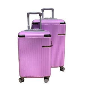 2 In 1 Medium And Small Size Lavender Hard Shell Suitcase Travel Bag