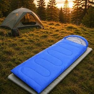 Outdoor Camping Sleeping Bag with Hood and Sleeping Pad