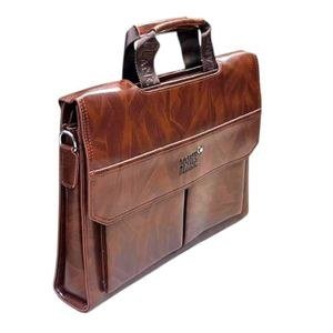 Monte Carlo Briefcase for Men Attache Case with Lock Laptop Bags for Work Business Travel with Luggage Strap Brown