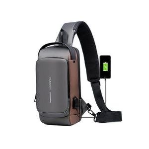 Multifunctional Patent Men's Anti-theft Shoulder Bag - Grey
