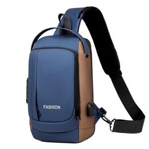 Fashion Doo Men Multifunction Anti-theft USB Shoulder Bag Crossbody Bag-multi-colour
