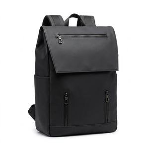Men's Minimalist Flap Laptop Backpack – Matte Black.