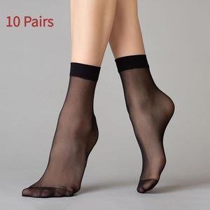 10 Pairs Women's Short Sheer Socks Ladies Stockings Thin Crystal Socks Liner Transparent Thin Ankle