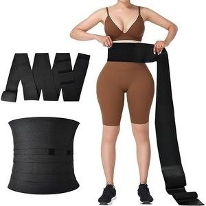 5M GUUO ONE OF Waist Trainer for Women Trimmer Belt Waist Cincher Tummy Wrap Plus Size Snatch Me Up Bandage Body Shaper(BLACK)