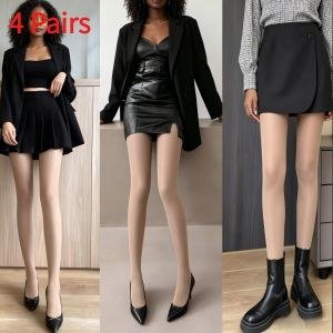 4 Pairs Women's Thin Crystal Stockings Sheer Socks Lightweight Summer Hosiery Daily Office Dating Formal Occasions