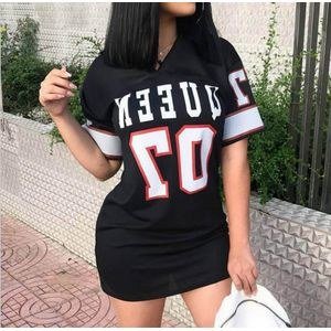 Women's Queen Casual Hip Hop Short Sleeve Mini Dresses - Black