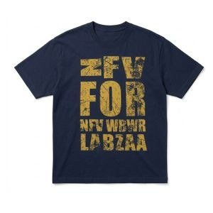 Navy Crew-Neck T-Shirt with Gold-Colour Lettering